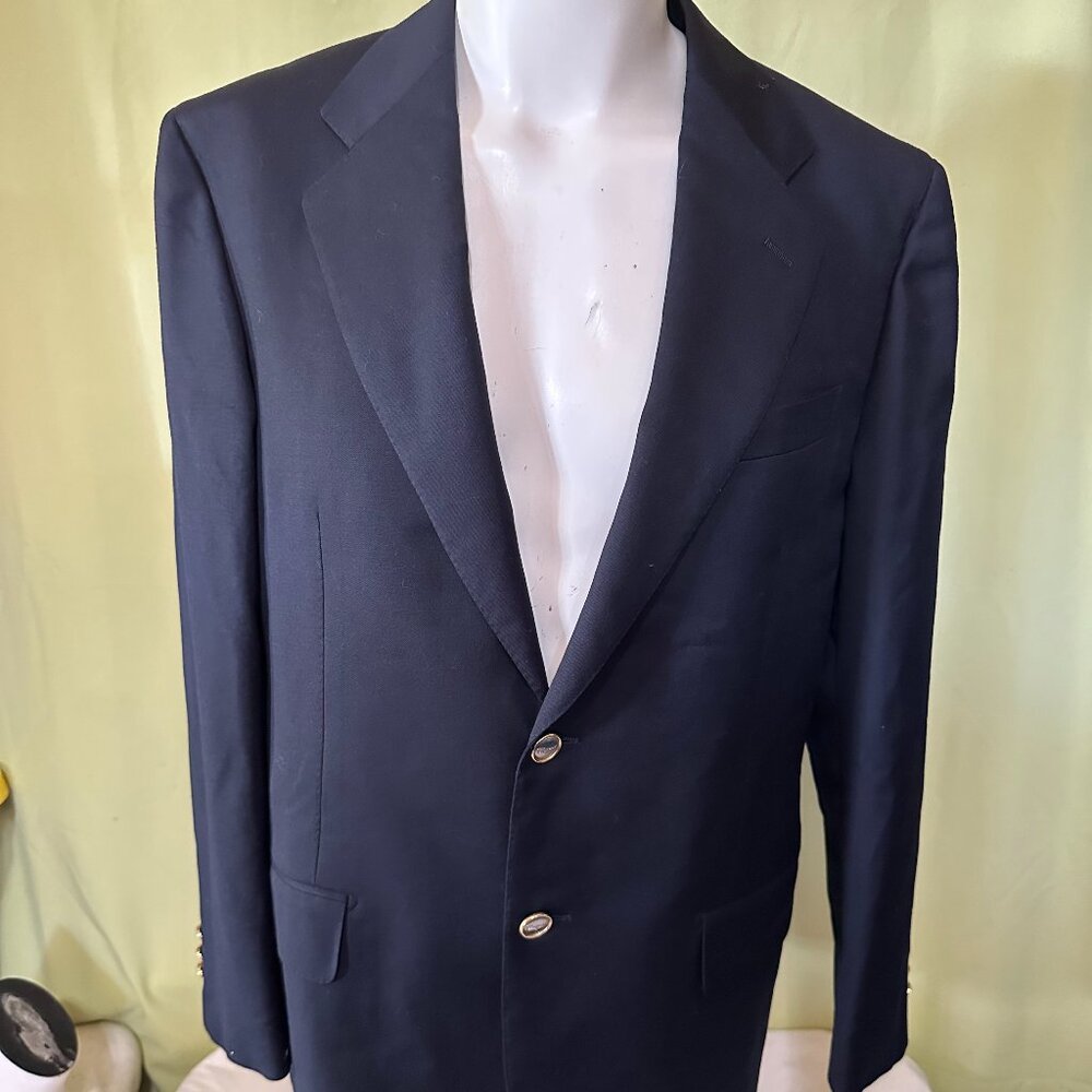 Salvatore Ferragamo Jacket Mens EU 50 Blue Wool Rayon Blazer 2 Button Italy